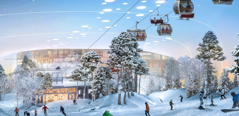 L'espace de ski indoor et le plus grand dôme de neige sont prévus sur une surface de 40 000 m2 pour 2024 en Arabie Saoudite.