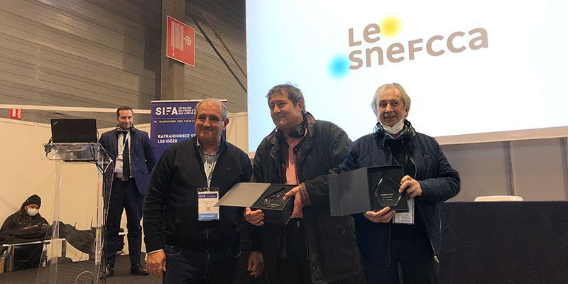 Au premier plan de gauche à droite : Jean-Luc Carré, président du Snefcca, Philippe Roy et Claude Malley. 